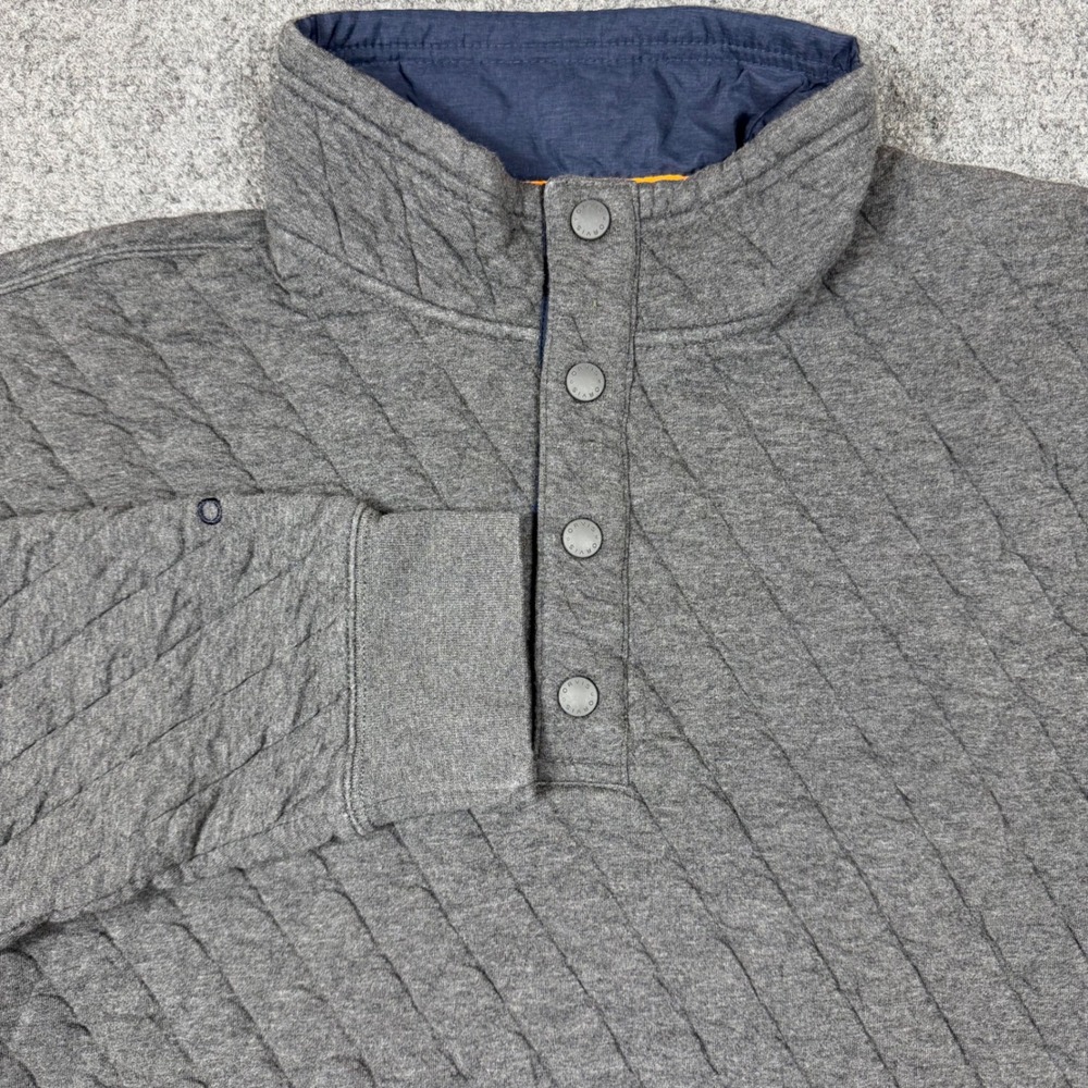 Orvis Mens Gray Quilted Snap Neck Pullover Sweatshirt Size Large 3JEB Heather